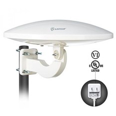 Outdoor Amplified HDTV Antenna, ANTOP UFO 360 ° Omni-directional Reception, 65 Mile Long Range High Gain TV Antenna for Attic Home RV TV with Built-in 4G LTE Filter, Waterproof, UV Coating - intl