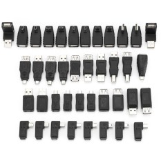 Pack of 40 Multiple USB2.0 Adapters Angled Mini/Micro/Type-B MaleFemale Converters Connectors - intl