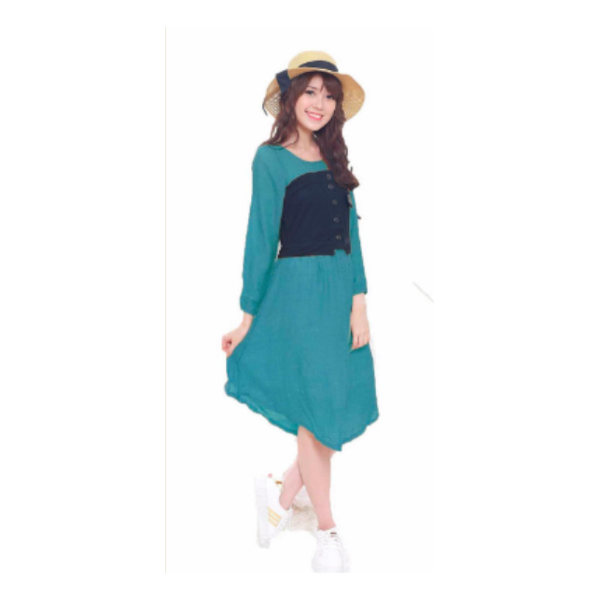 Pakaian Murah wanita gaya korea Kombinasi Gaun cantik simple elegan