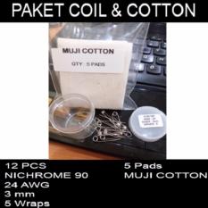 Paket Coil and cotton / kawat dan kapas NICHROME 90 24 AWG MUJI JAPAN