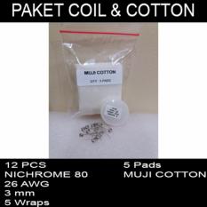 Paket Coil and cotton / kawat dan kapas NICHROME80 26 AWG MUJI JAPAN