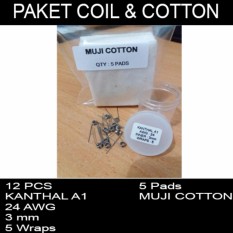 Paket Coil KANTHAL A1 24 AWG dan kapas MUJI JAPAN