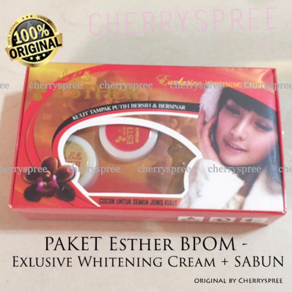 Paket Esther BPOM Exlusive Whitening Cream Dan Sabun Kulit Putih dan Glowing