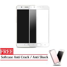 Paket Hemat - Anti Gores OPPO F1s / A59 Full Screen 2.5D List Warna Putih - Free Case Anti Crack Bening