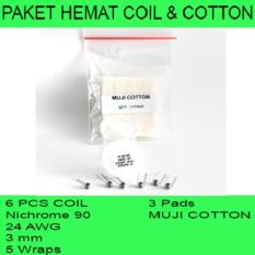 Paket Hemat Coil and cotton / kawat dan kapas NICHROME 90 24 AWG MUJI JAPAN