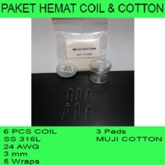 Paket Hemat Coil SS 316L 24 AWG dan kapas MUJI JAPAN