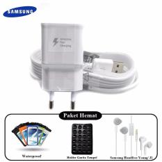 Paket Hemat Samsung Travel Charger Micro USB Fast Charging Original 100% + Waterproof + Holder Gurita Tempel + Samsung Handfree Young/J1