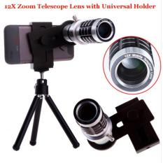 Paket Lengkap Smartphone Lensa Tele Zoom 12x Universal HP plus Tripod dan holder