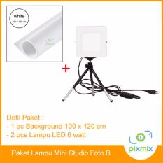 Paket Mini Studio Foto - 2 Pcs Lampu 6 Watt & Background 100 X 120 Cm