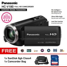 PANASONIC HC-V180 Handycam 28mm WIDE 10.0MP 90x Intelligent Zoom 5 Axis HYBRID FULL HD Camcorders (Garansi Resmi) + SanDisk 8gb + Camcorder Bag