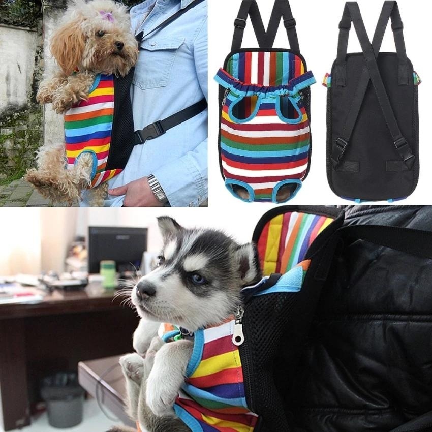 Panda Online Hewan Peliharaan Anak Kucing Anjing Babi Membawa Ransel Kanvas Depan Perjalanan Tas Bersih S (Aneka Warna) -Intl