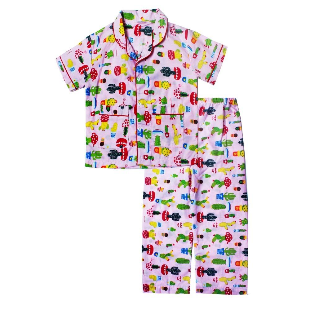 Papeterie Setelan Baju Tidur Piyama Anak Perempuan Kaktus PJ022