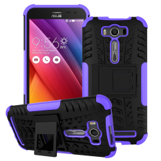 PC TPU Kickstand Hibrida Case untuk Asus Zenfone 2 Laser ZE500KG ZE500KL 5.0-inch (Ungu)