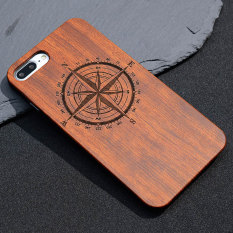 PC Kayu Pola Casing Kecil Kompas untuk Iphone7plus (Brown)