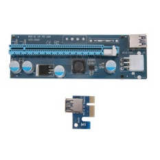 PCI-E 1X untuk 16X Riser Kartu Extender Adaptor + USB3.0 Kabel 15Pin-6Pin Kabel (Biru)-Intl