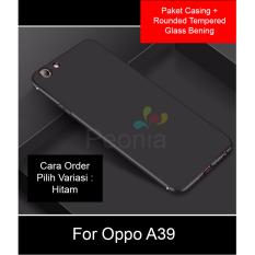 Peonia Anti Fingerprint Premium Quality Grade A Ultraslim Hybrid Case for Oppo A39 + Rounded Tempered Glass 2.5D bening
