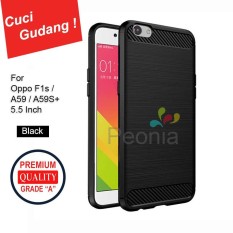 Peonia Carbon Shockproof Hybrid Premium Quality Grade A Case for Oppo F1s / A59 / A59S 5.5 Inch - Hitam