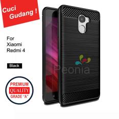 Peonia Carbon Shockproof Hybrid Premium Quality Grade A Case for Xiaomi Redmi 4 (flash kanan) - Hitam
