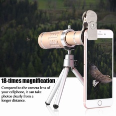 Phone Camera Lens Kit Universal 18X Optical Zoom Telephoto Telescope Lens with Tripod Gold - intl