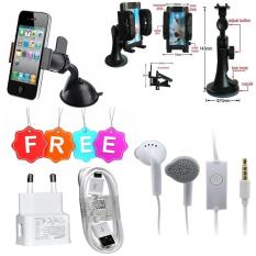 Phone Holder Mobil Untuk HP / GPS - Leher Robot - Hitam FREE Carger Samsung S4/S3/NOTE 2 + Handsfree Samsung