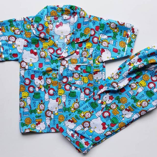 PIYAMA ANAK/Tidur Piyama/Anak Sd/Anak/Murah Wanita/Tidur Wanita/Dalam Wanita/Sekolah/ HK Full Biru