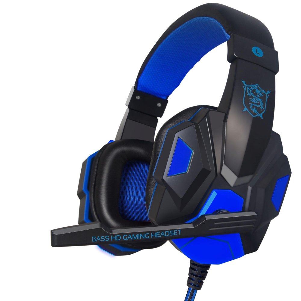 PLEXTONE PC780 Over-Ear Headset Game Telepon Kepala Stereo Headphone Bass dengan MIC USB untuk Pemain Game PC Biru-Intl