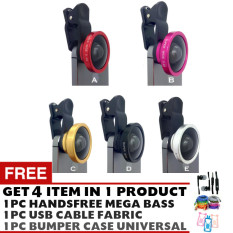 Pokeshop - Universal Clip Lens 0.4x Super Wide Selfie Camera Lens - universal - Gratis USB micro cable + Bumper case universal + HandsFree mega bass