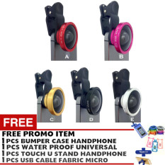 Pokeshop - Universal Clip Lens 0.4x Super Wide Selfie Camera Lens - universal - Gratis USB micro cable + Touch u stand Hp + Waterproof universal smartphone + HandsFree mega bass
