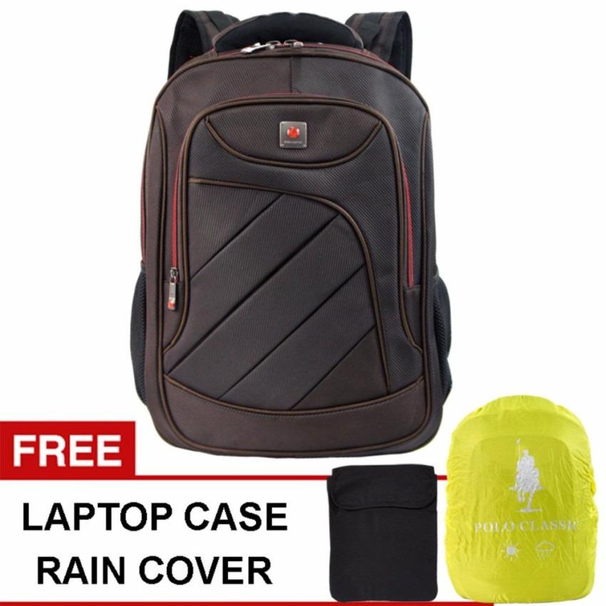 Polo Classic 18076-21 Backpack + Rain Cover - Coffee combinasi terbaru