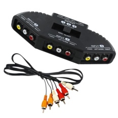 Portable 3-Way Audio Video Beralih Splitter Selector AV Kekuatan Tinggi Hot With Kabel RCA For Nintendo Wii TV DVD XBOX Ps2 Ps3