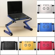 Portable 360°Adjustable Lipat Laptop Notebook Meja Meja Stand Bed Baki 2 Fan (Biru)