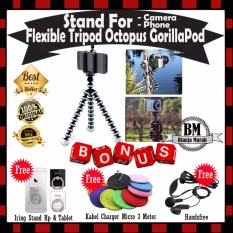 Portable Flexible Tripod Medium Portable GorillaPod Octopus Stand For Action Camera - Gratis Iring Stand HP + Kabel Charger Micro 3 Meter & Earphone Angel