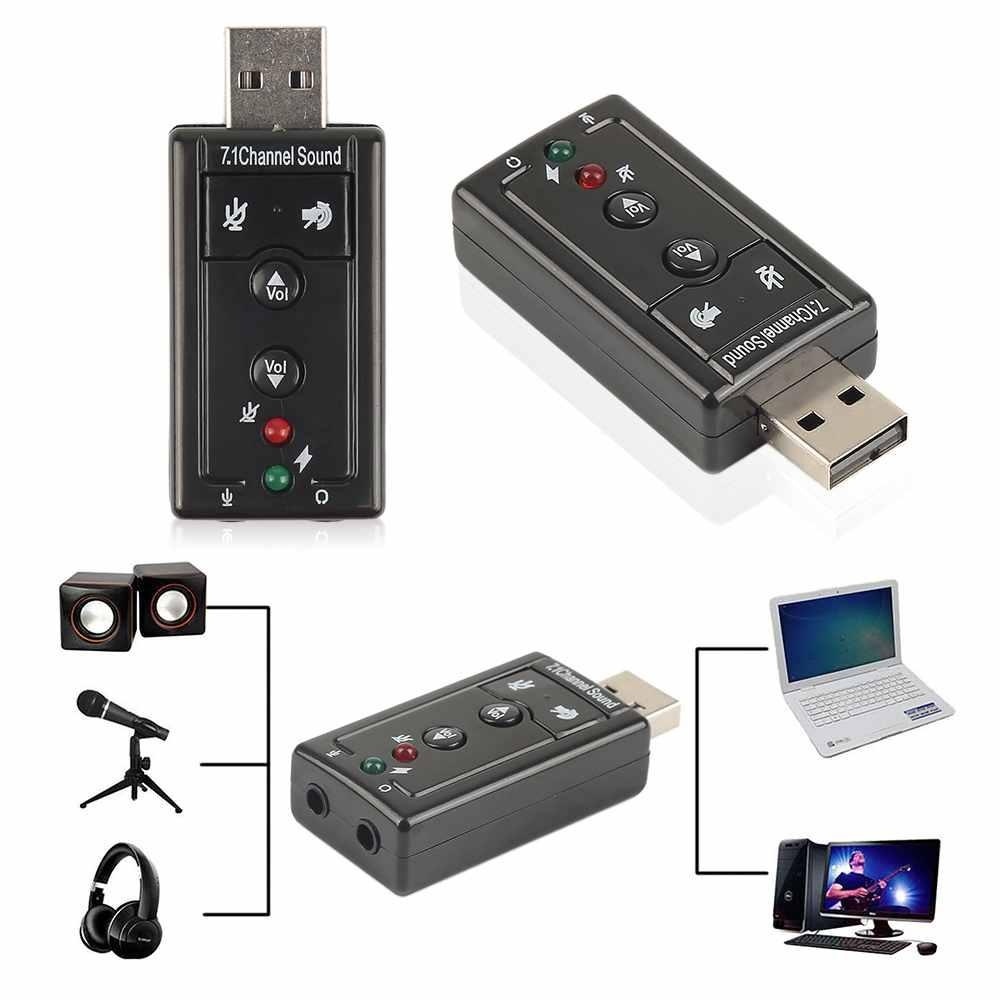 Portable Mini Handsfree Hitam 3D Audio Suara Independen Kartu Adaptor untuk PC-Internasional