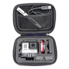 Portable storage tas jinjing untuk Camera GoPro - Xiaomi - Action Camera dan asesoris nya - Shock Proof - 16x12x6.5 cm - Black