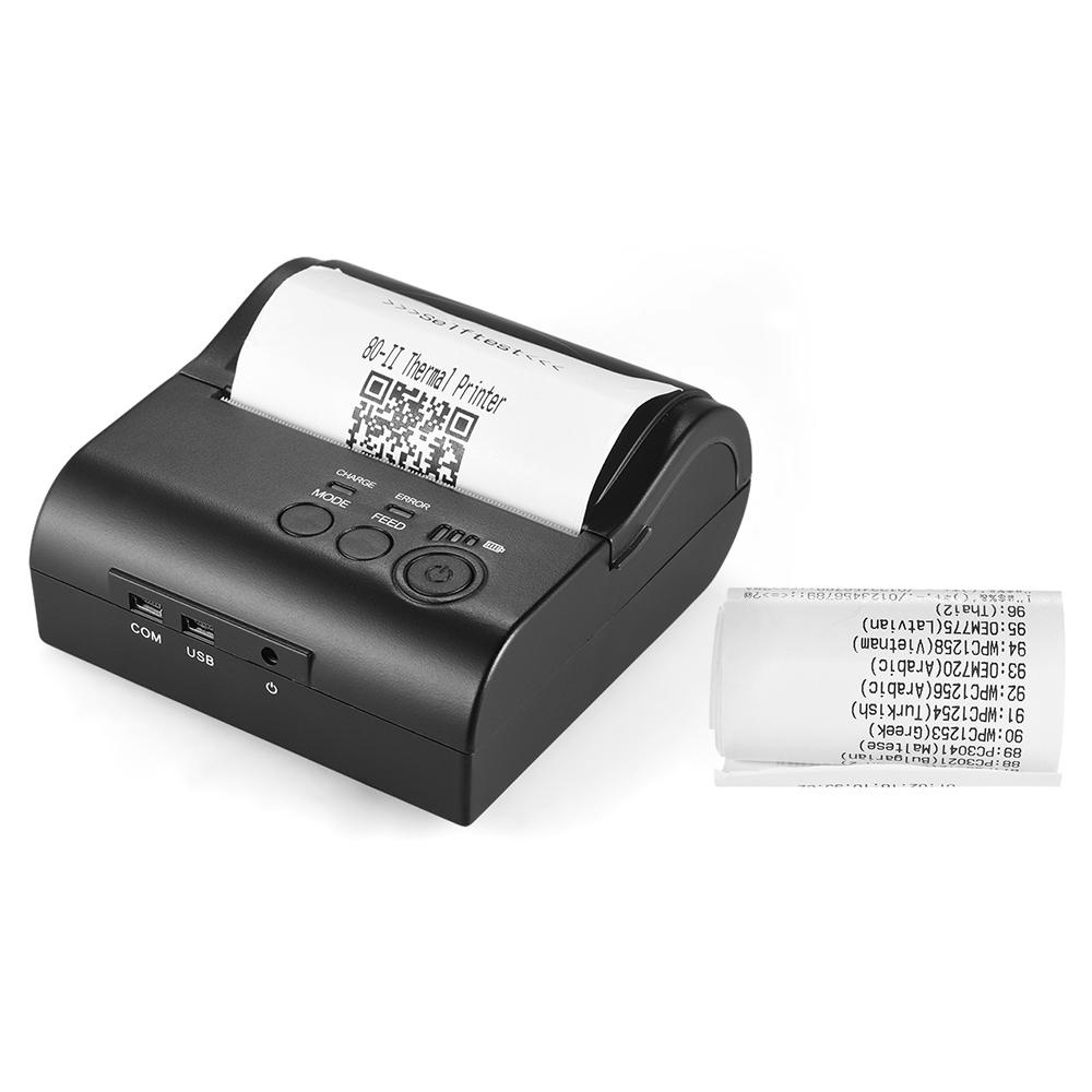 POS-8001DD 80mm Mini Portable Bluetooth Thermal Printer Penerimaan Bill Tiket POS Printing untuk Android IOS Windows Black-Intl