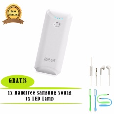 Power Bank Robot RT5600 5200mAh - putih + Samsung Handsfree - Headset - Earphone for S6310/5360 - Putih + USB LED lamp