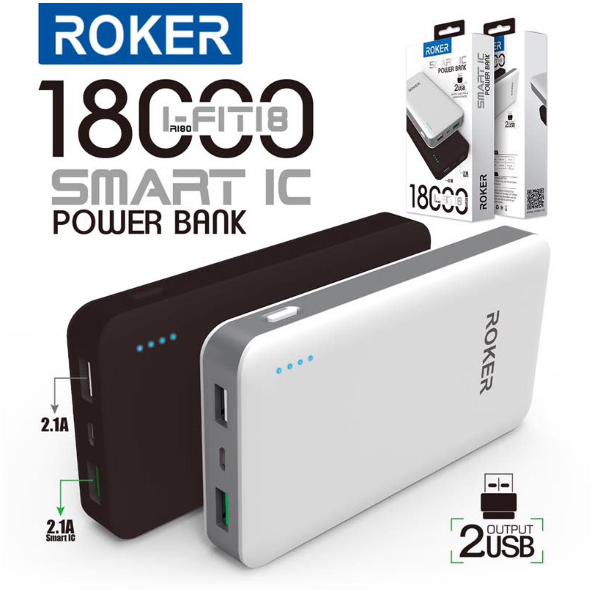 Power Bank Roker 18000mAh Fast Charging Dual USB