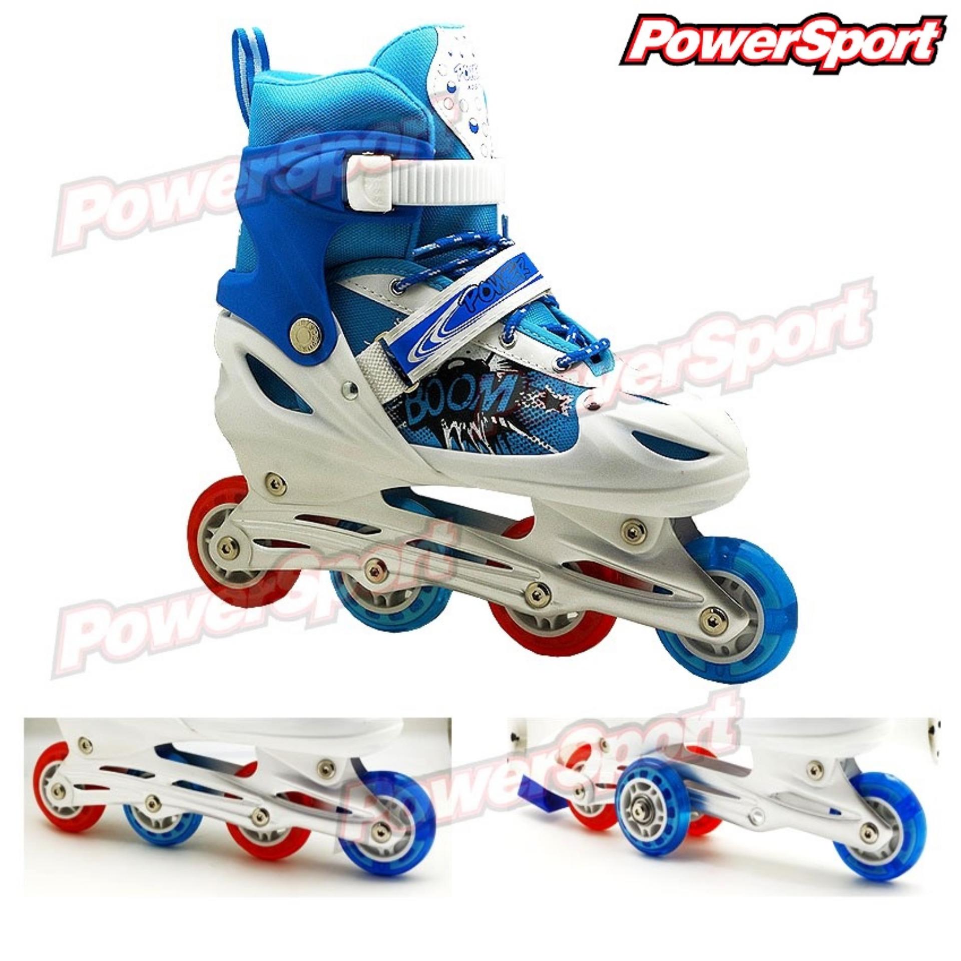 PowerSport Boom inLine Skate Sepatu Roda Adjustable Wheel - Biru L (38 - 42)