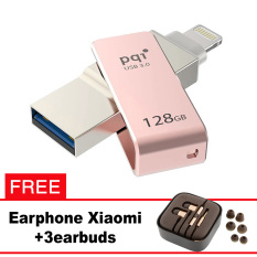 Pqi iConnect Mini OTG Flashdisk Lightning Apple & USB 3.0 - 128GB Rose Gold + FREE Xiaomi Earphone