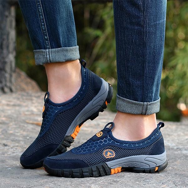 Pria Ukuran Besar Bernapas Mesh Sepatu Loafers Olahraga Outdoor Sepatu Kets Kasual-Intl