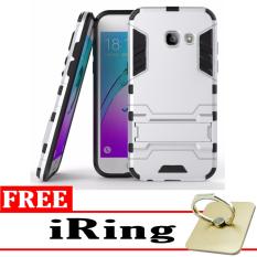 ProCase Shield Rugged Kickstand Armor Iron Man PC+TPU Back Covers for Samsung Galaxy A3 2017 - Silver + Free iRing