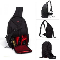 DSLR SLR Sling Kamera Tas Perjalanan Luar Ruangan Ransel Ransel dengan Anti-Air Sarung untuk Sony Canon Nikon Olympus Kamera dan aksesoris Kamera (Merah) -Internasional