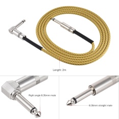 Professional Right Angle 6.35mm male to 6.35mm Straight Male Stereo Audio Cable Wire(6.6ft / 2m) for Electric Guitar Instrument Studio Recording Subwoofer Mixer Mixing Console Loudspeaker Computer