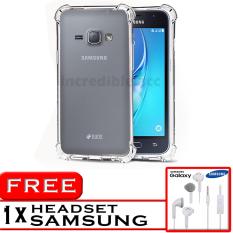 PROMO Case Anti Shock / Anti Crack Elegant Softcase for Samsung Galaxy J1 2016 (J120) - White Clear + Free Headset Samsung