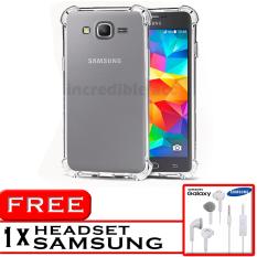 PROMO  Case Anti Shock / Anti Crack Elegant Softcase  for Samsung Galaxy J2 Prime - White Clear + Free Headset Samsung