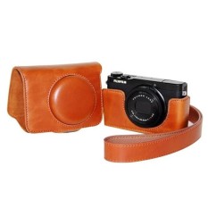 Pelindung Kulit PU Berkualitas Tinggi Tas Kamera Coverforfujifilm XQ1 XQ2 (Kamera Tidak Termasuk) Coklat-Internasional