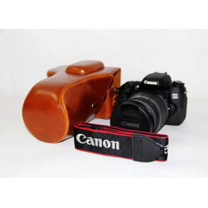 Pelindung PU Leather Bag Bag Cover dengan Tripod Mount untuk Canon EOS 760D/750D (Kamera Tidak Termasuk) Brown-Intl