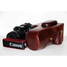 Pelindung PU Leather Bag Bag Cover dengan Tripod MountforCanon EOS-60D/70D (Kamera Tidak Termasuk) Kopi-Intl