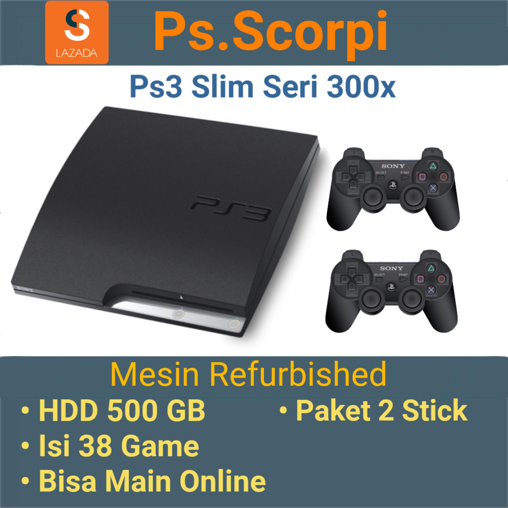PS3 SLIM SERI 300X HDD 500GB + 38 GAME + 2 STIK