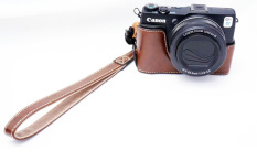 Kamera Kulit Pu Sarung Bawah Setengah Tubuh Set PENUTUP UNTUK Canon PowerShot G1X Mark II G1X M2 G1X2 G1X II (Kopi)